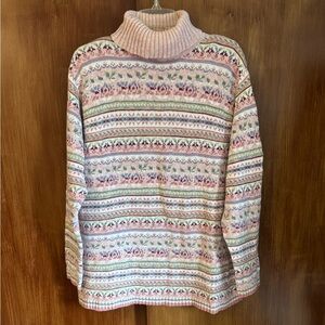 Vintage Fashion Bug Fair Isle Floral Pink Knit Sweater | Women’s Plus 2X (18/20)